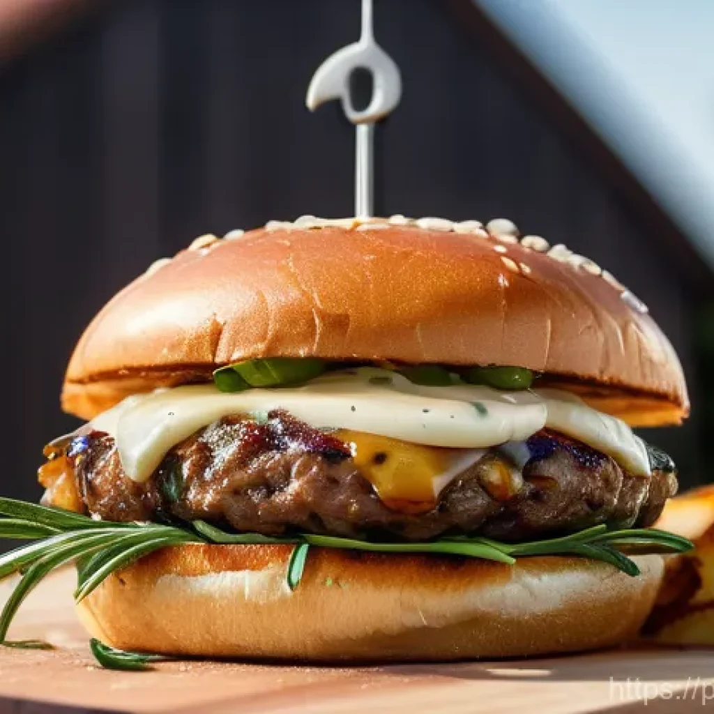 대체육으로 만든 인기 있는 조리법 - **"A vibrant, appetizing close-up of a perfectly grilled plant-based burger on a toasted brioche bun...