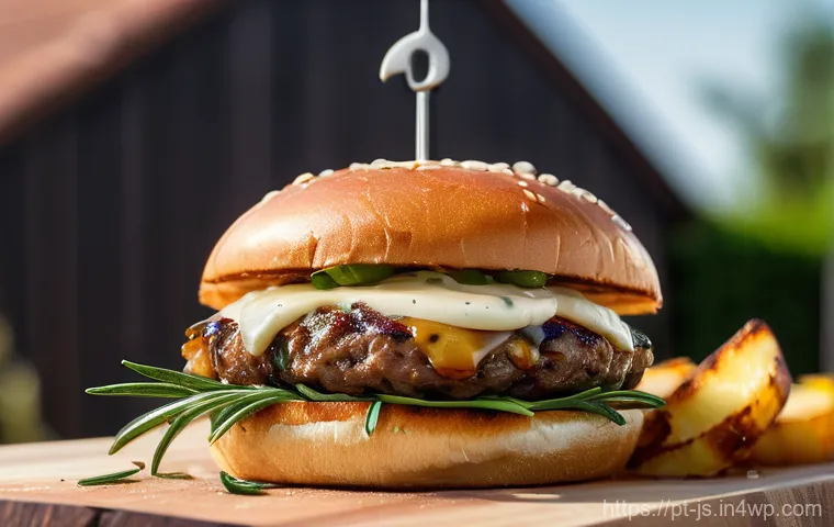 대체육으로 만든 인기 있는 조리법 - **"A vibrant, appetizing close-up of a perfectly grilled plant-based burger on a toasted brioche bun...